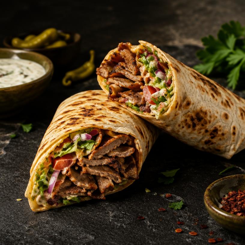 Knusprig geröstete Döner-Rolle